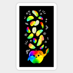 Funny Rainbow Pride Apple Slices. Colorful Fruits Pattern for Apple Lover Magnet